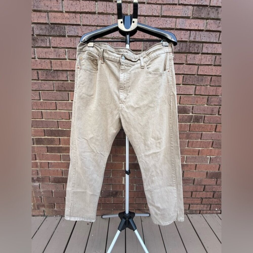 Levis 505 Jeans Mens 40 X 30 Khaki Straight Leg Tan Denim Casual Classic Pants